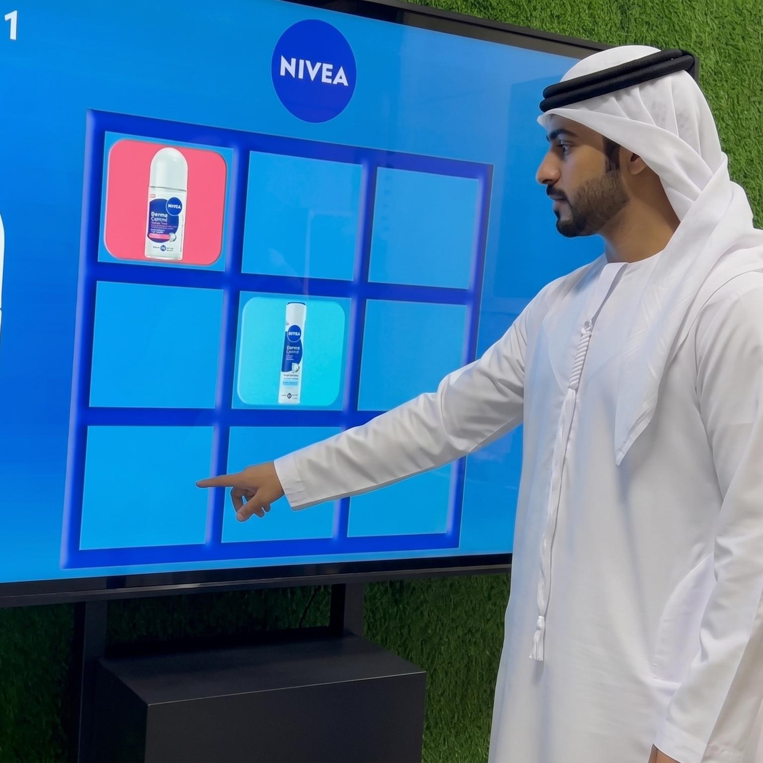 Interactive AI Tic-Tac-Toe game display for event brand activation in Dubai